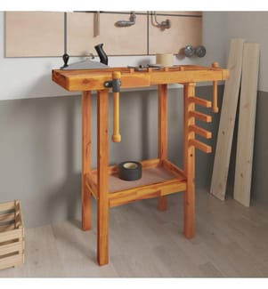 Werkbank mit Schraubstöcken 92x48x83 cm Massivholz Akazie