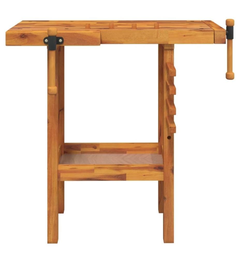 Werkbank mit Schraubstöcken 92x48x83 cm Massivholz Akazie