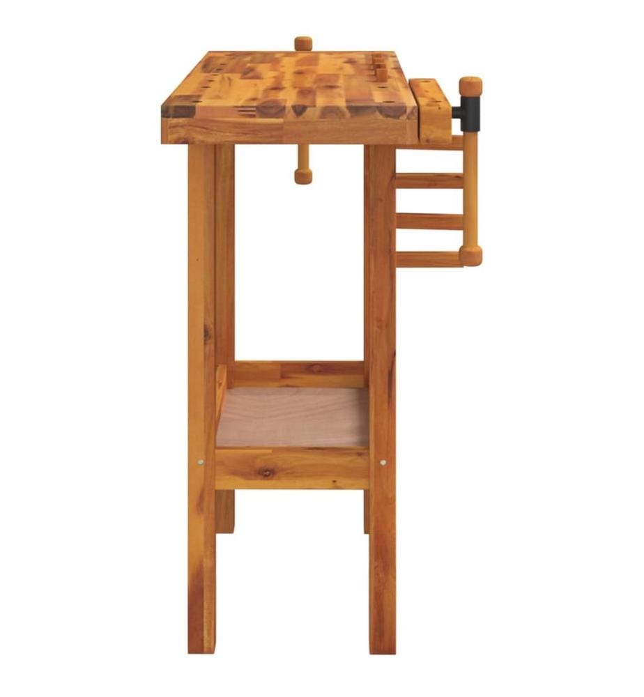 Werkbank mit Schraubstöcken 92x48x83 cm Massivholz Akazie