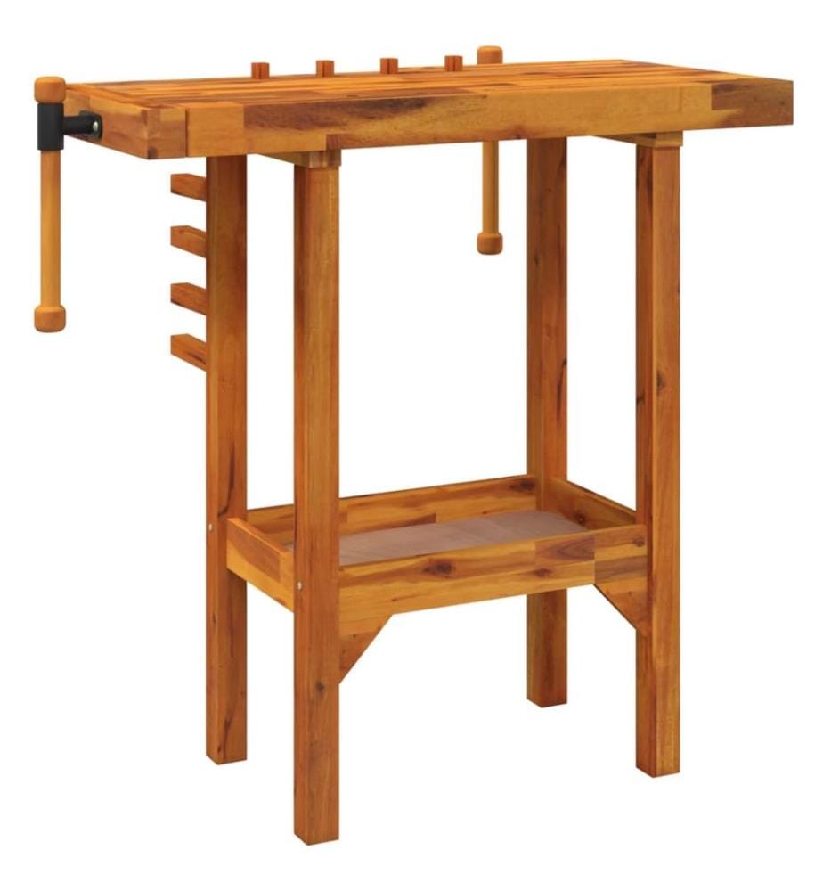 Werkbank mit Schraubstöcken 92x48x83 cm Massivholz Akazie