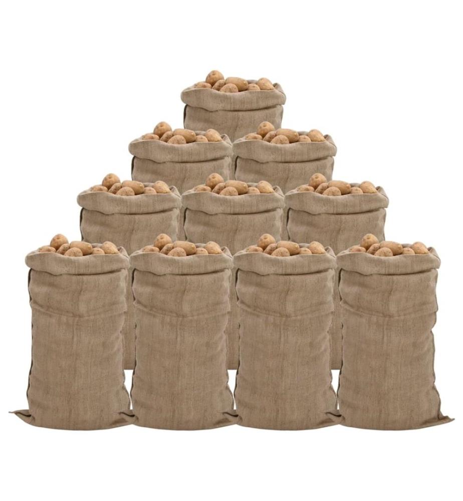 Sacs en jute 10 pcs 65x135 cm 100 % jute 340 g/m²