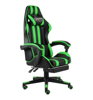 Gaming-Stuhl mit Fussstütze Schwarz und Grün Kunstleder