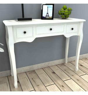 Table de console et coiffeuse avec 3 tiroirs Blanc