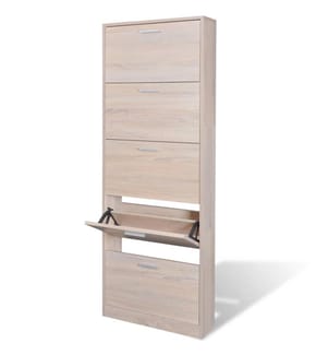 Schuhschrank mit 5 Schuhkippern Holz Eichen-Optik