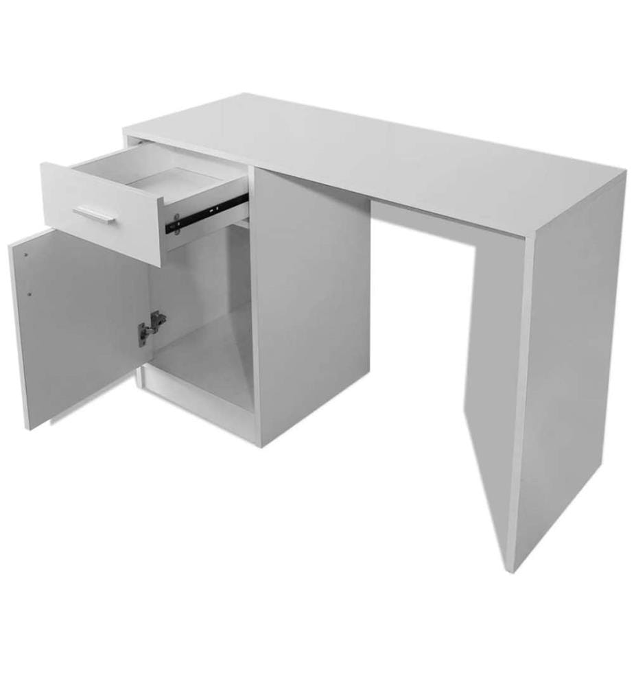 Schreibtisch mit Schublade und Schrank Weiss 100x40x73 cm