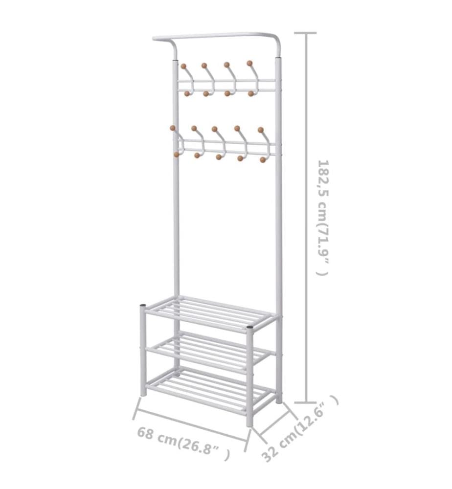 Garderobe mit Schuhablage 68×32×182,5 cm Weiss