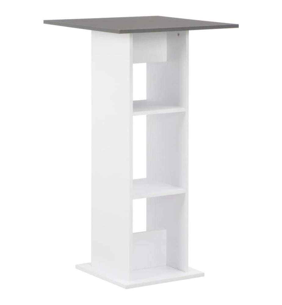 Table de bar Blanc et gris anthracite 60x60x110 cm
