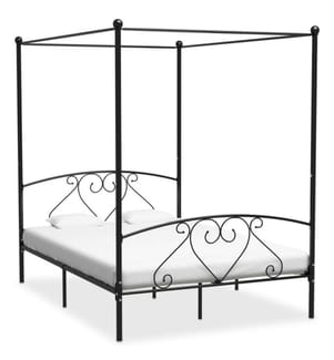 Himmelbett-Gestell Schwarz Metall 140 x 200 cm