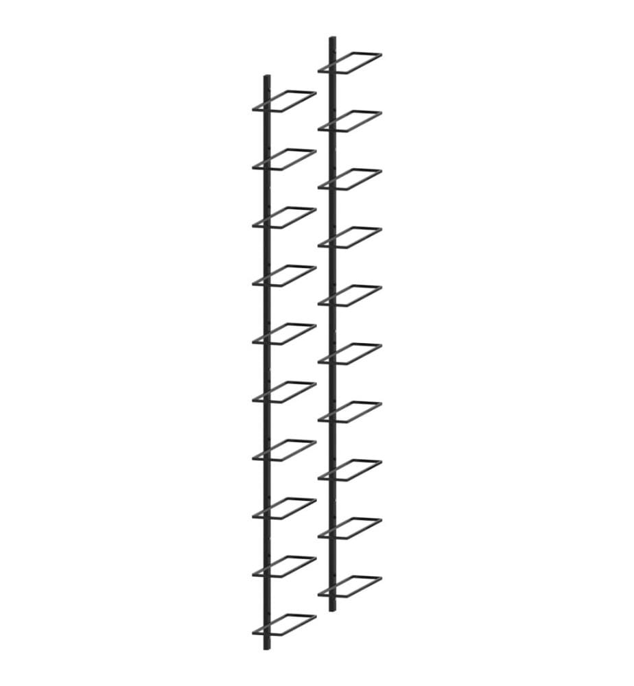 Wand-Weinregale für 20 Flaschen 2 Stk. Schwarz Metall