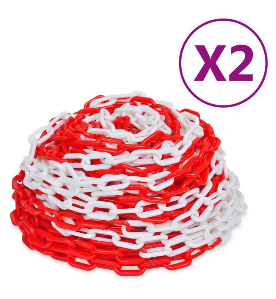 Absperrketten 2 Stk. Rot und Weiss Kunststoff 30 m