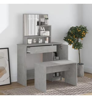 Schminktisch-Set Betongrau 86,5x35x136 cm