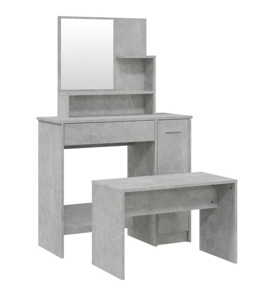 Schminktisch-Set Betongrau 86,5x35x136 cm