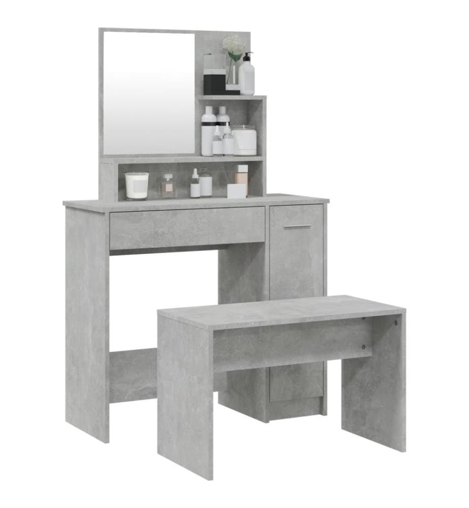 Schminktisch-Set Betongrau 86,5x35x136 cm