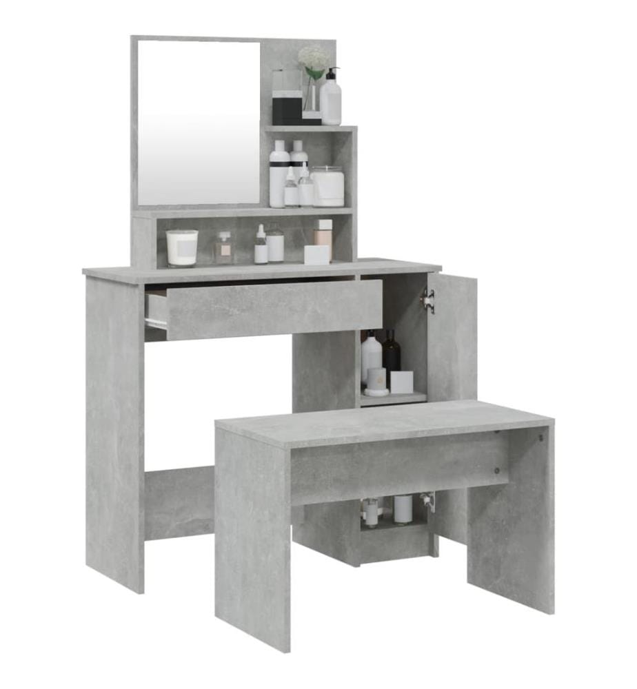 Schminktisch-Set Betongrau 86,5x35x136 cm