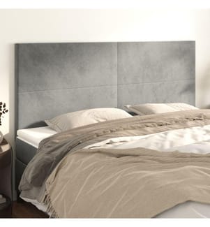 Kopfteile 4 Stk. Hellgrau 100x5x78/88 cm Samt