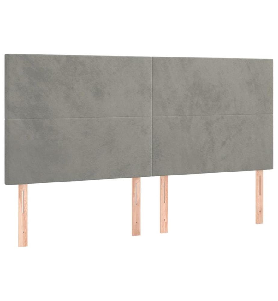 Kopfteile 4 Stk. Hellgrau 100x5x78/88 cm Samt