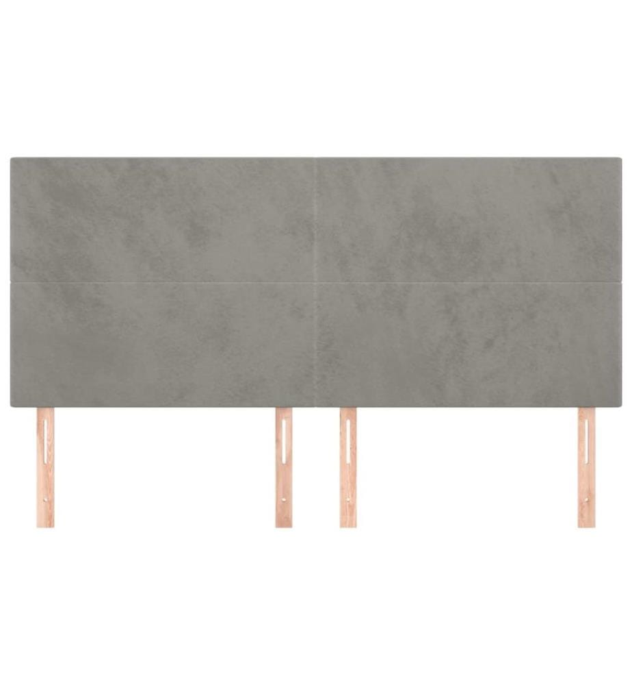 Kopfteile 4 Stk. Hellgrau 100x5x78/88 cm Samt