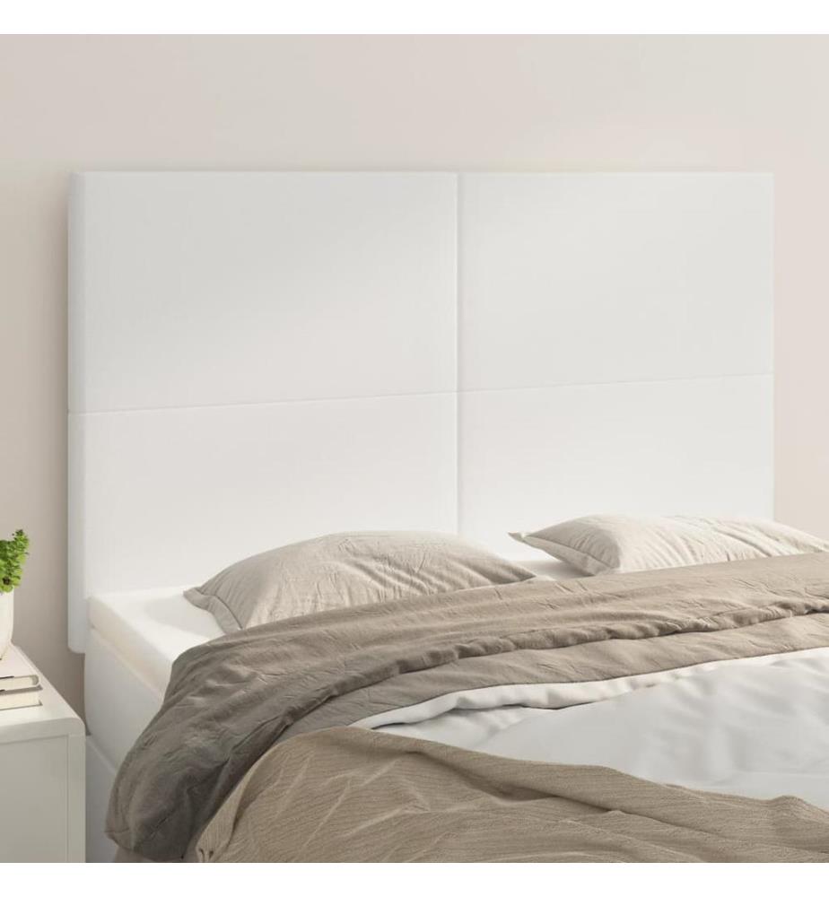 Kopfteile 4 Stk. Weiss 72x5x78/88 cm Kunstleder