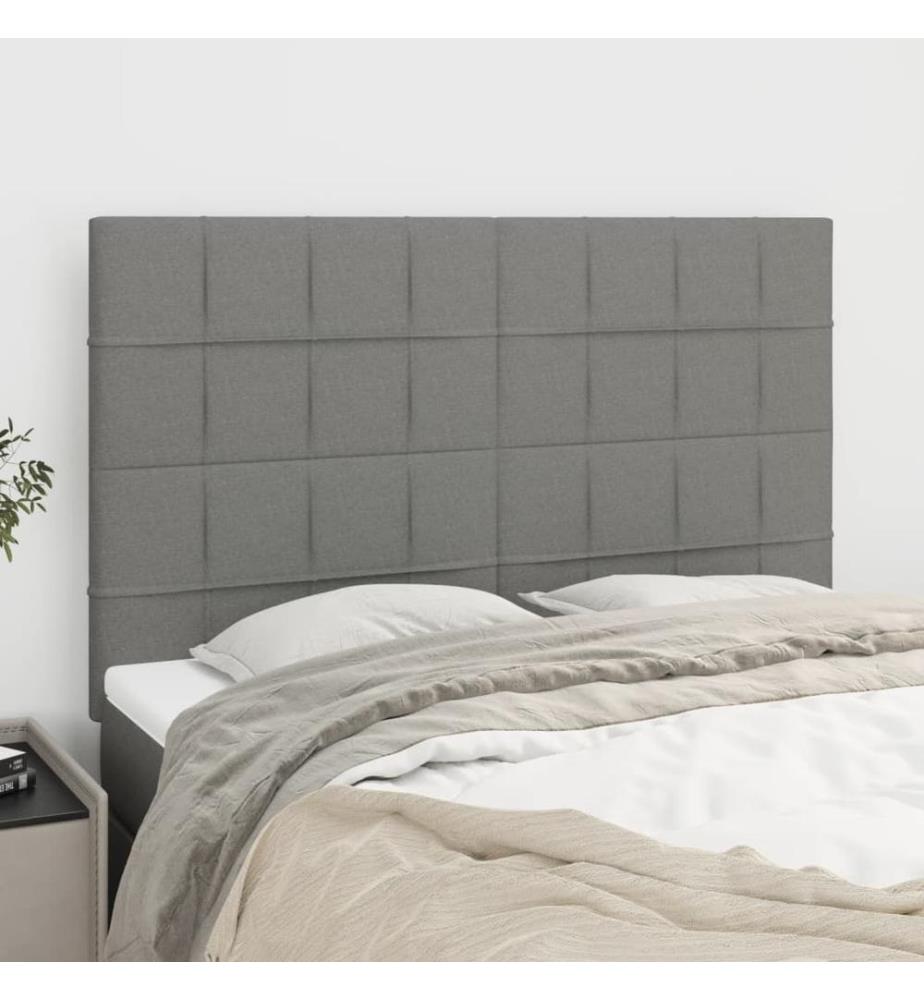 Kopfteile 4 Stk. Dunkelgrau 72x5x78/88 cm Stoff
