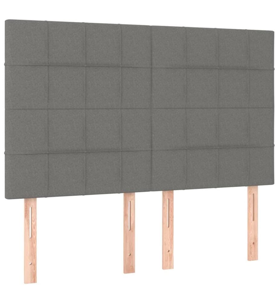 Kopfteile 4 Stk. Dunkelgrau 72x5x78/88 cm Stoff