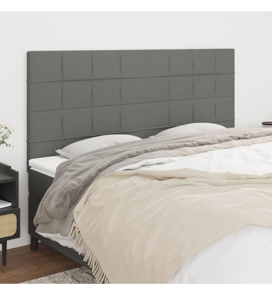 Kopfteile 4 Stk. Dunkelgrau 80x5x78/88 cm Stoff