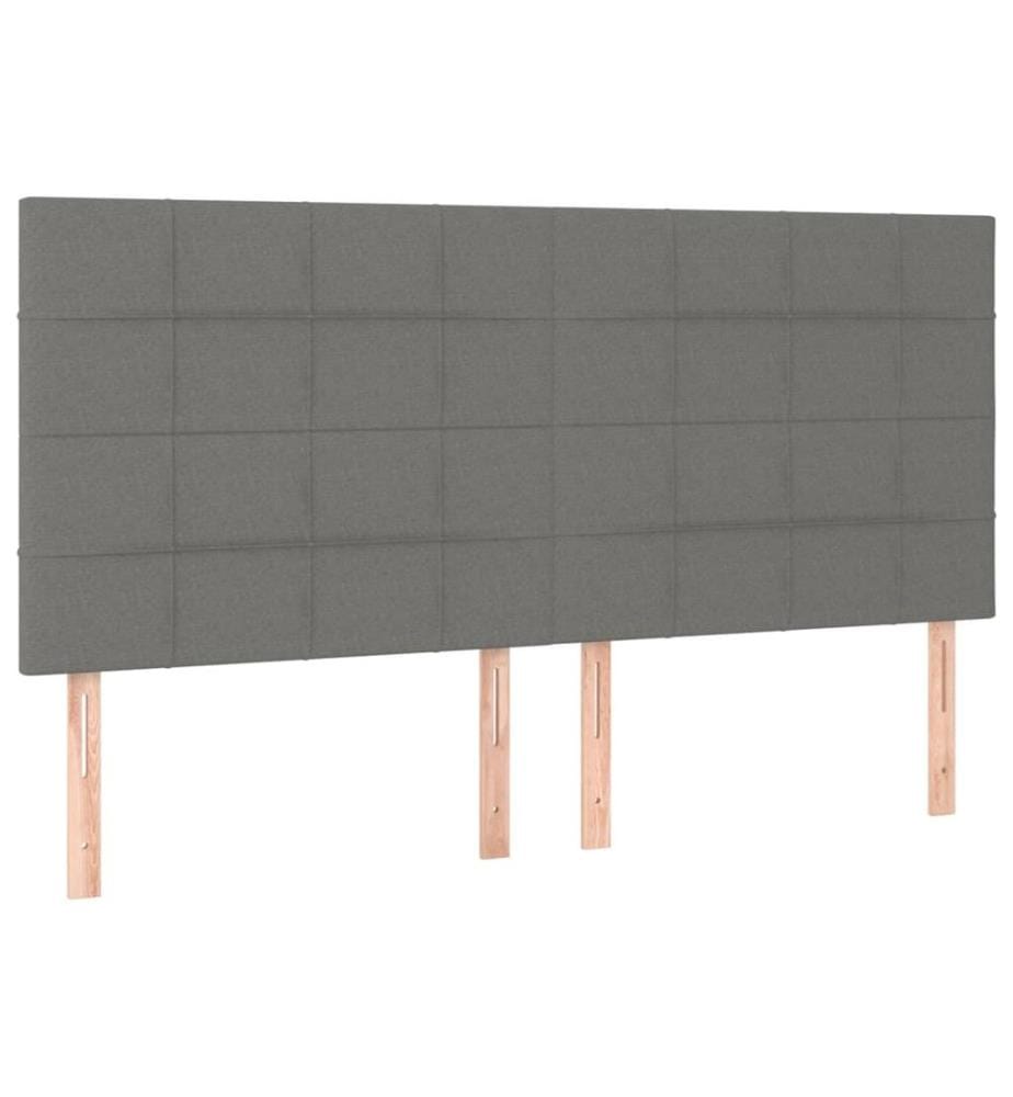 Kopfteile 4 Stk. Dunkelgrau 80x5x78/88 cm Stoff