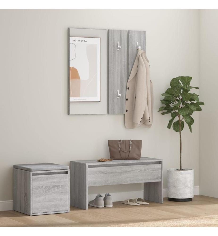 Garderoben-Set Grau Sonoma Holzwerkstoff