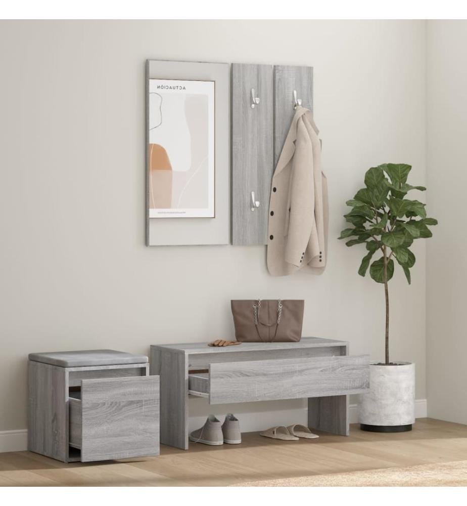 Garderoben-Set Grau Sonoma Holzwerkstoff
