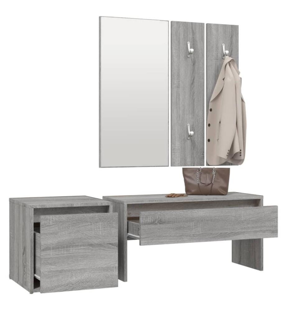 Garderoben-Set Grau Sonoma Holzwerkstoff