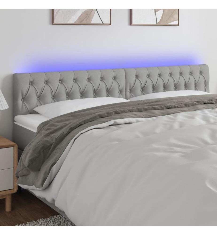 LED Kopfteil Hellgrau 180x7x78/88 cm Stoff
