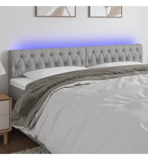 LED Kopfteil Hellgrau 180x7x78/88 cm Stoff