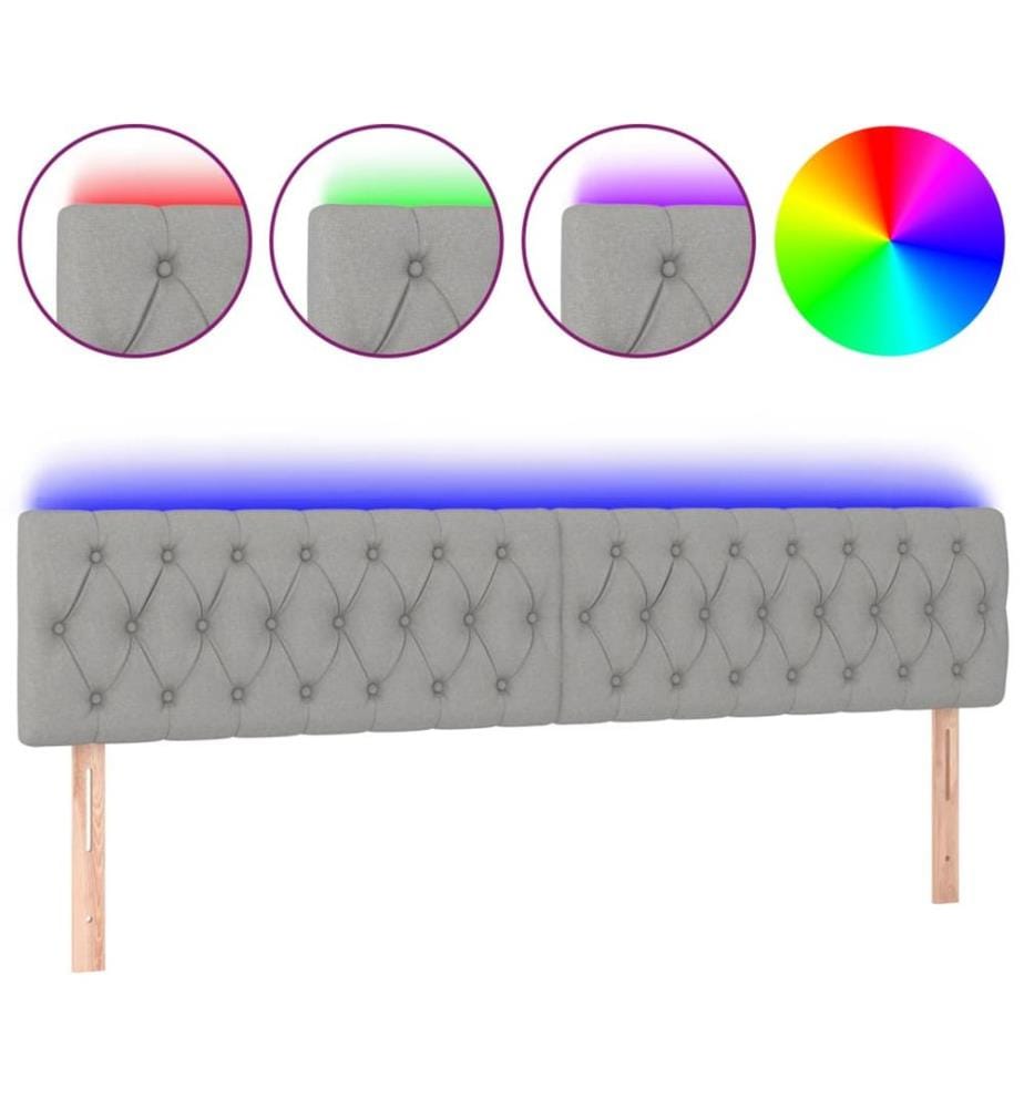 LED Kopfteil Hellgrau 180x7x78/88 cm Stoff