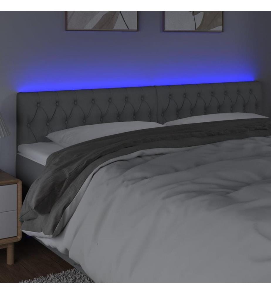 LED Kopfteil Hellgrau 180x7x78/88 cm Stoff