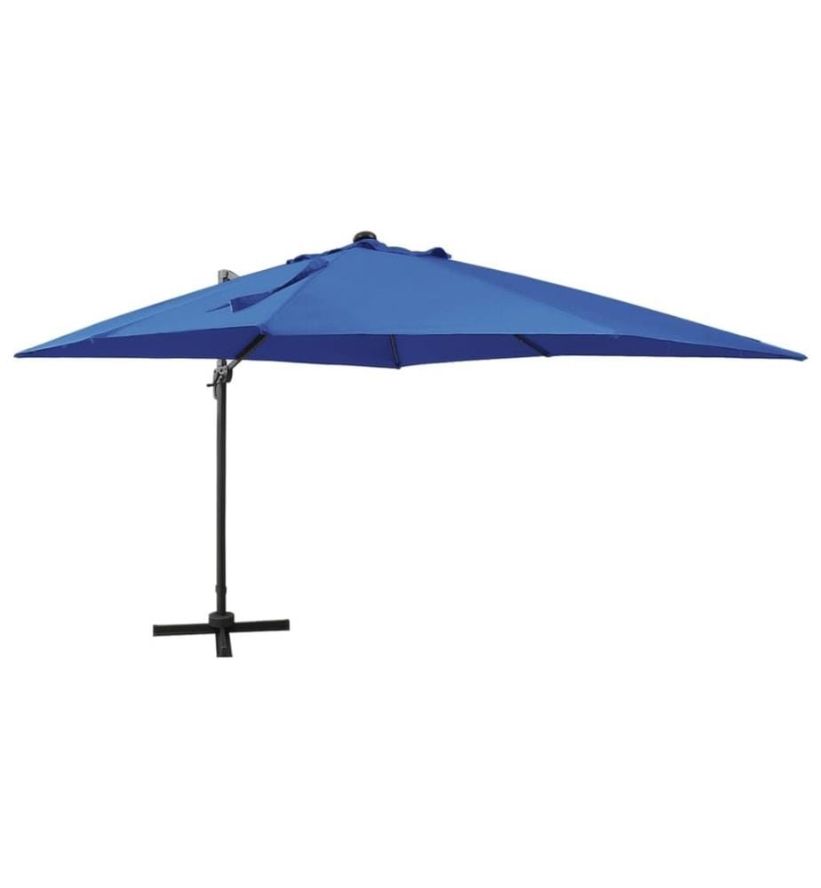 Ampelschirm mit LED Azurblau 300 cm