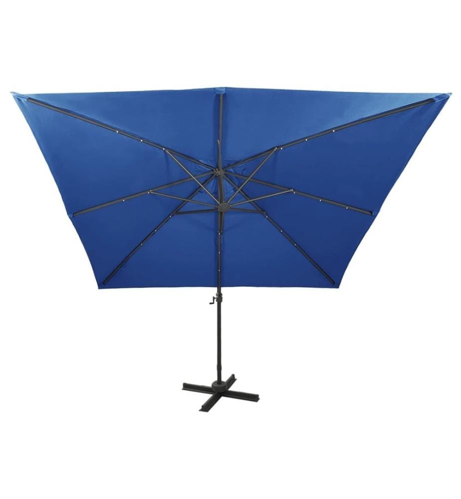 Ampelschirm mit LED Azurblau 300 cm