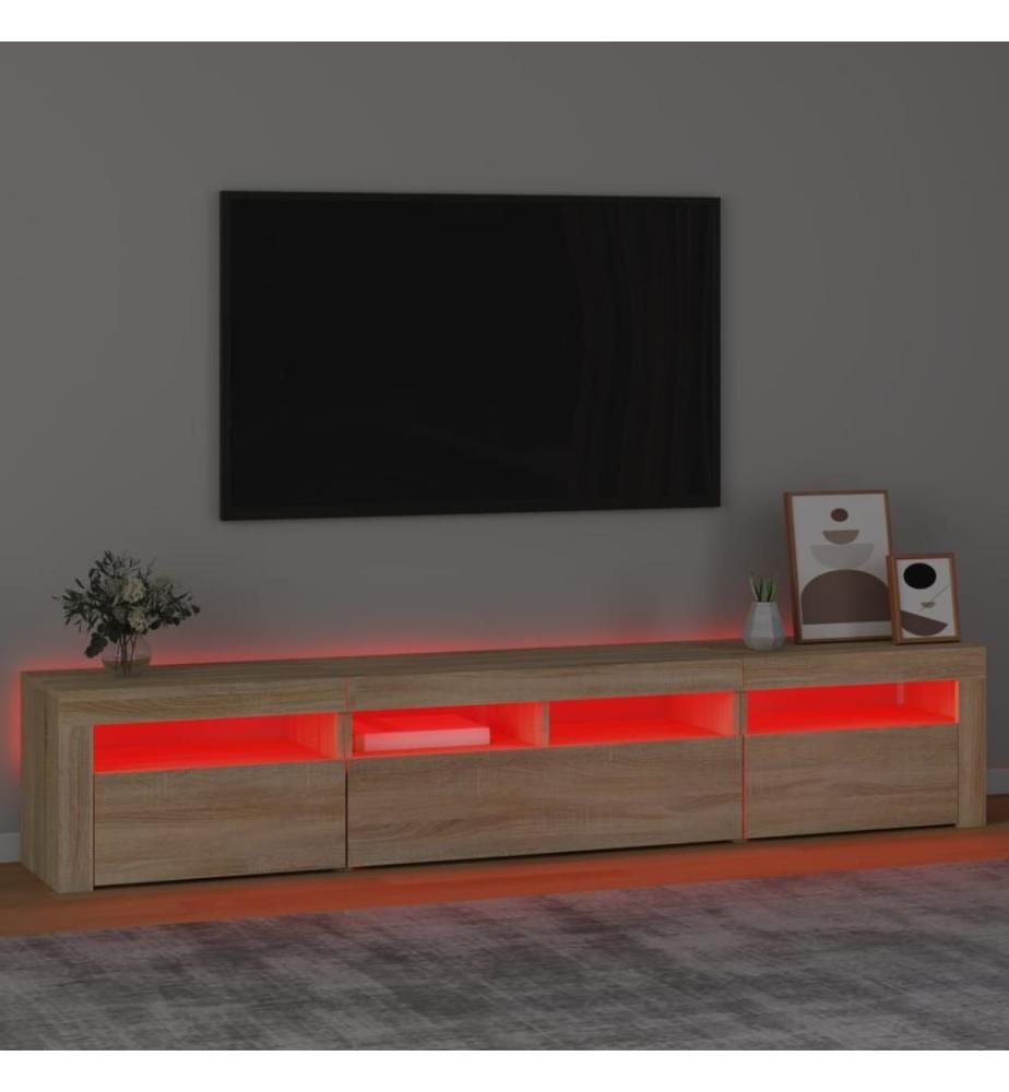 TV-Schrank mit LED-Leuchten Sonoma-Eiche 210x35x40 cm