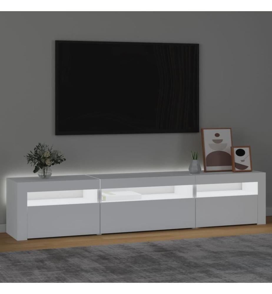TV-Schrank mit LED-Leuchten Weiss 195x35x40 cm