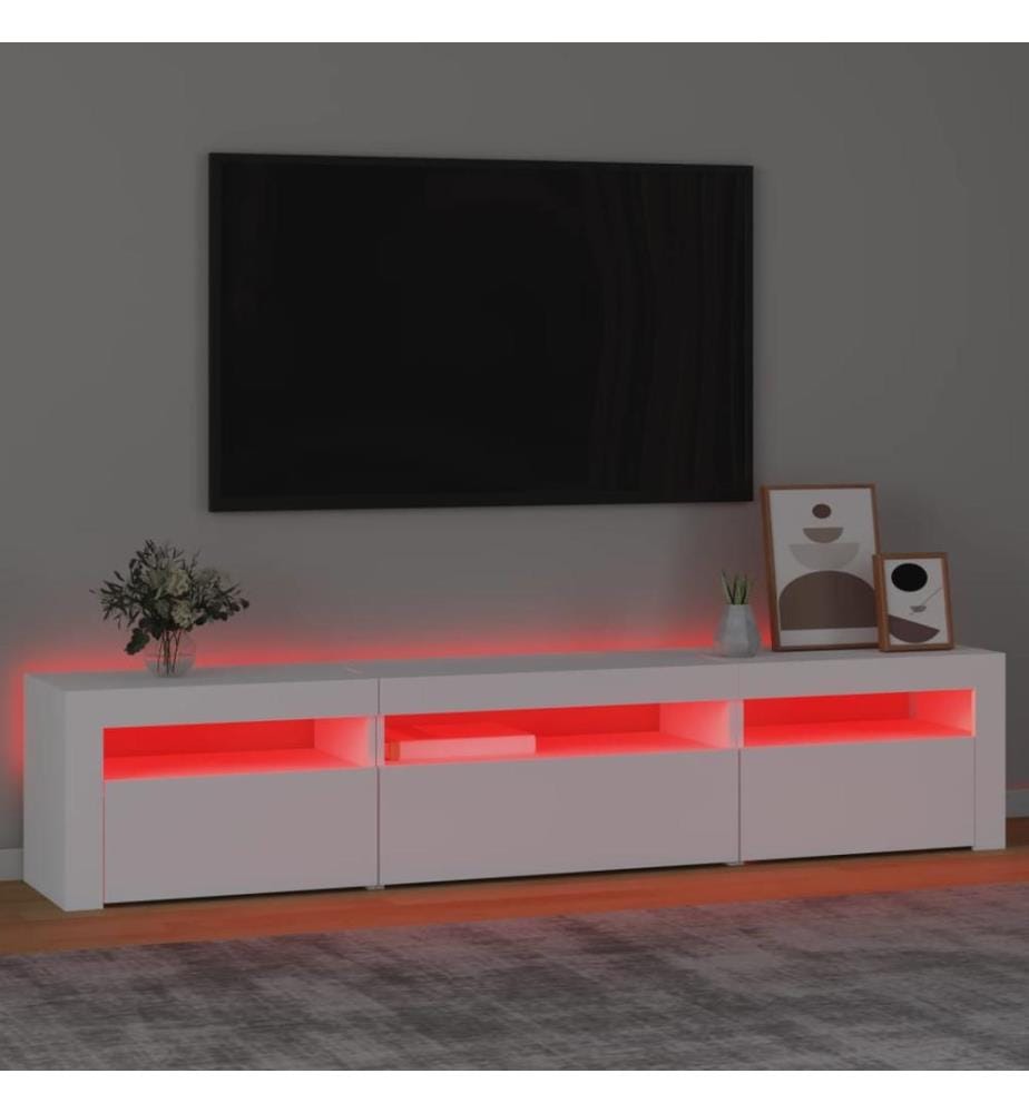 TV-Schrank mit LED-Leuchten Weiss 195x35x40 cm