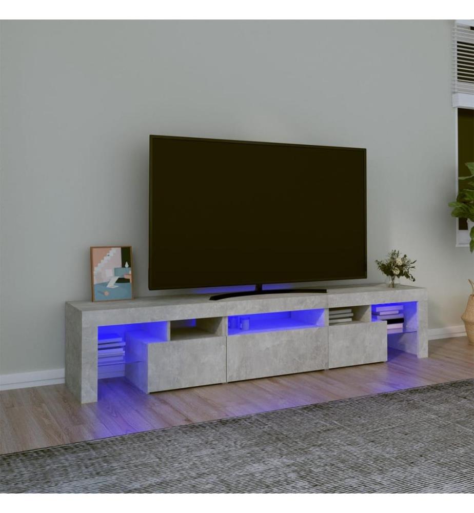 TV-Schrank mit LED-Leuchten Betongrau 200x36,5x40 cm