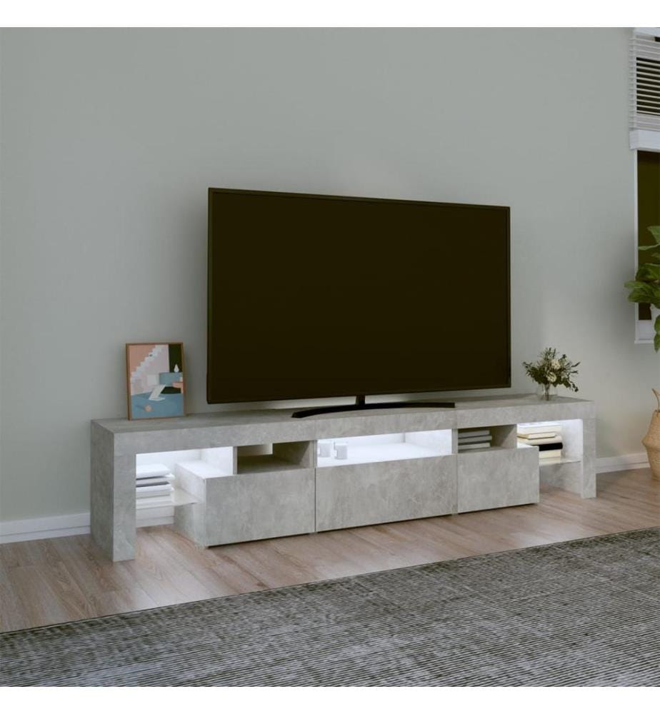 TV-Schrank mit LED-Leuchten Betongrau 200x36,5x40 cm