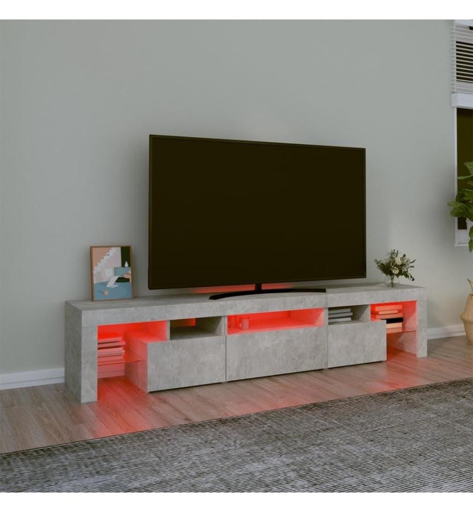 TV-Schrank mit LED-Leuchten Betongrau 200x36,5x40 cm