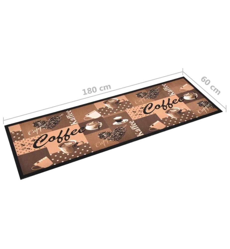 Küchenteppich Waschbar Kaffee Braun 60x180 cm