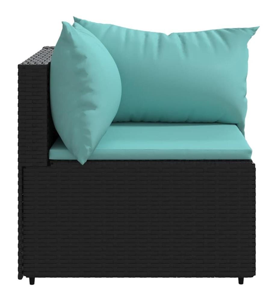 Canapés d'angle de jardin et coussins 2pcs Noir Résine tressée