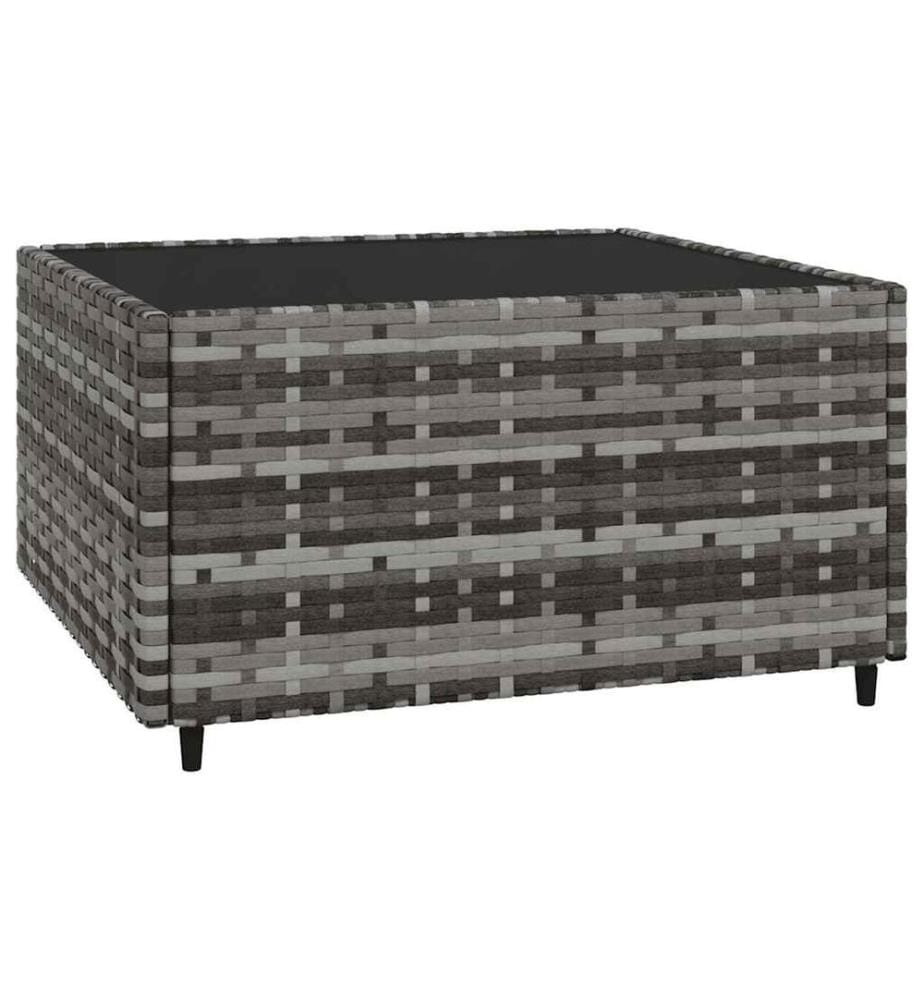 Salon de jardin 3 pcs avec coussins Gris Résine tressée