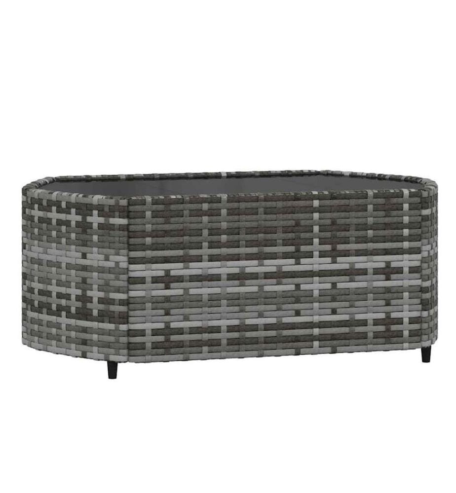 Salon de jardin 3 pcs avec coussins Gris Résine tressée