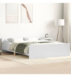 Bettgestell mit Kopf- und Fussteil Weiss 140x200 cm