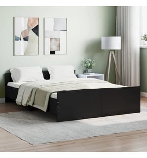 Bettgestell mit Kopf- und Fussteil Schwarz 140x190 cm