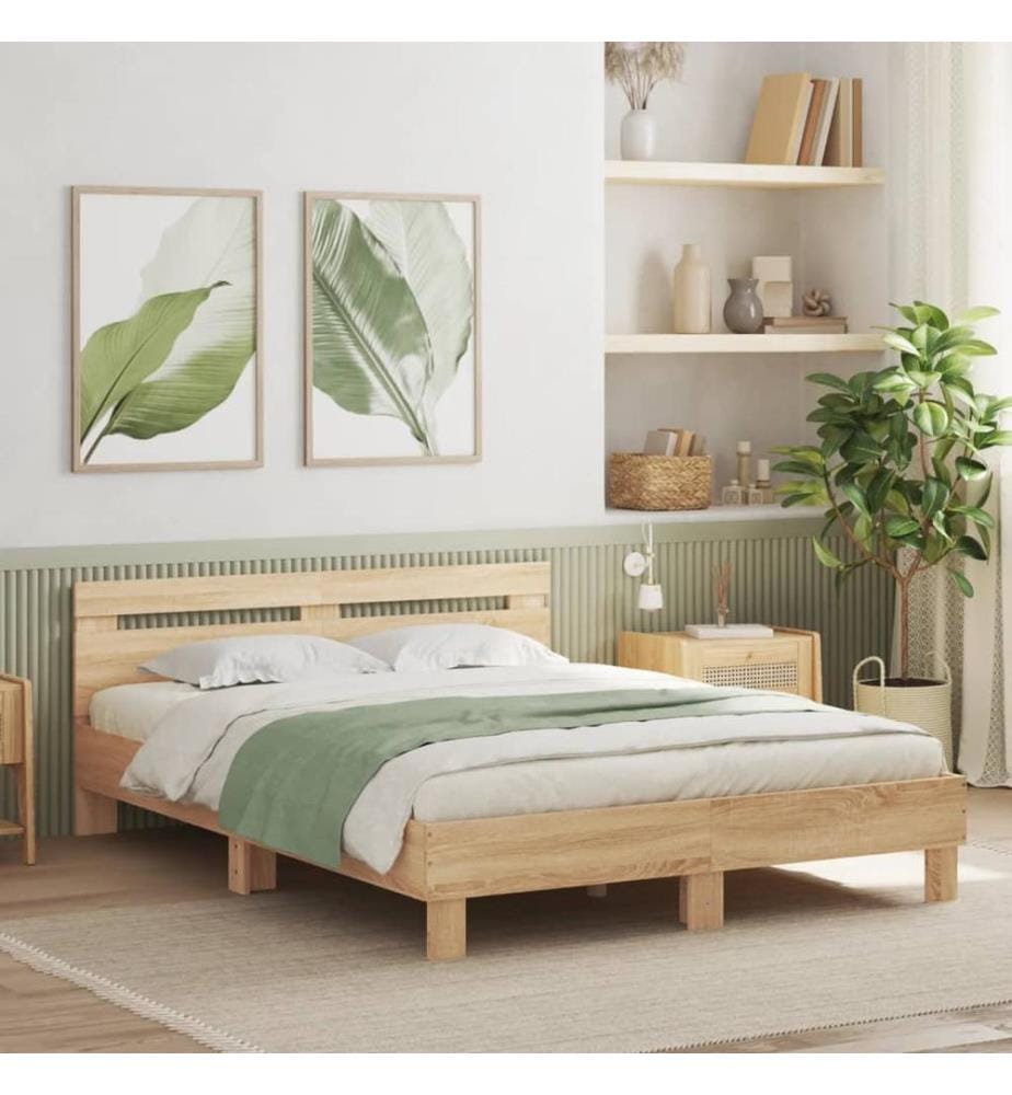 Bettgestell mit Kopfteil Sonoma-Eiche 140x200 cm Holzwerkstoff