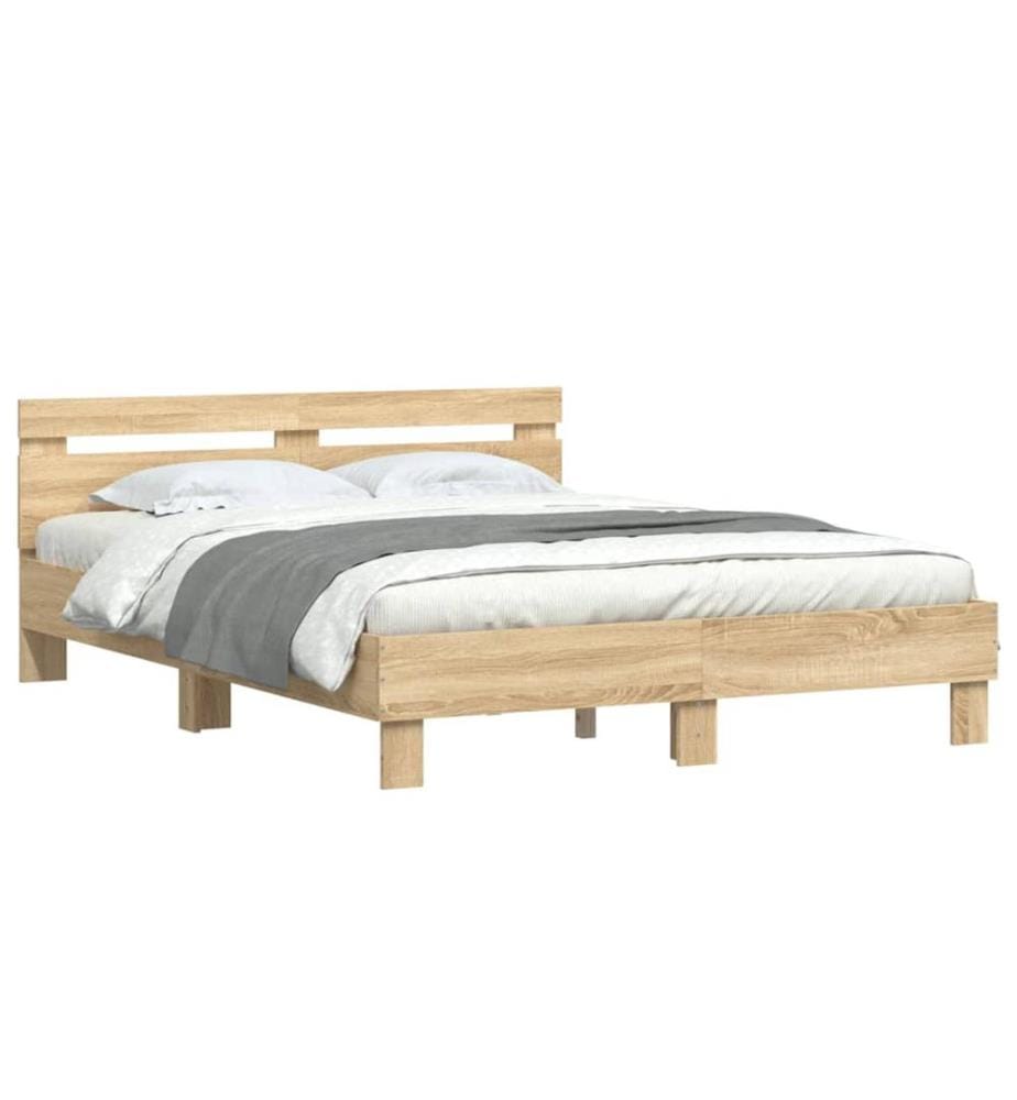 Bettgestell mit Kopfteil Sonoma-Eiche 140x200 cm Holzwerkstoff