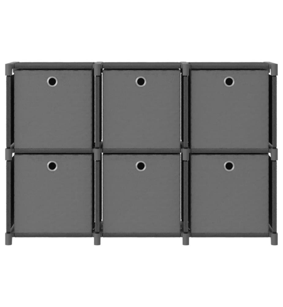 Würfel-Regal mit Boxen 6 Fächer Grau 103x30x72,5 cm Stoff